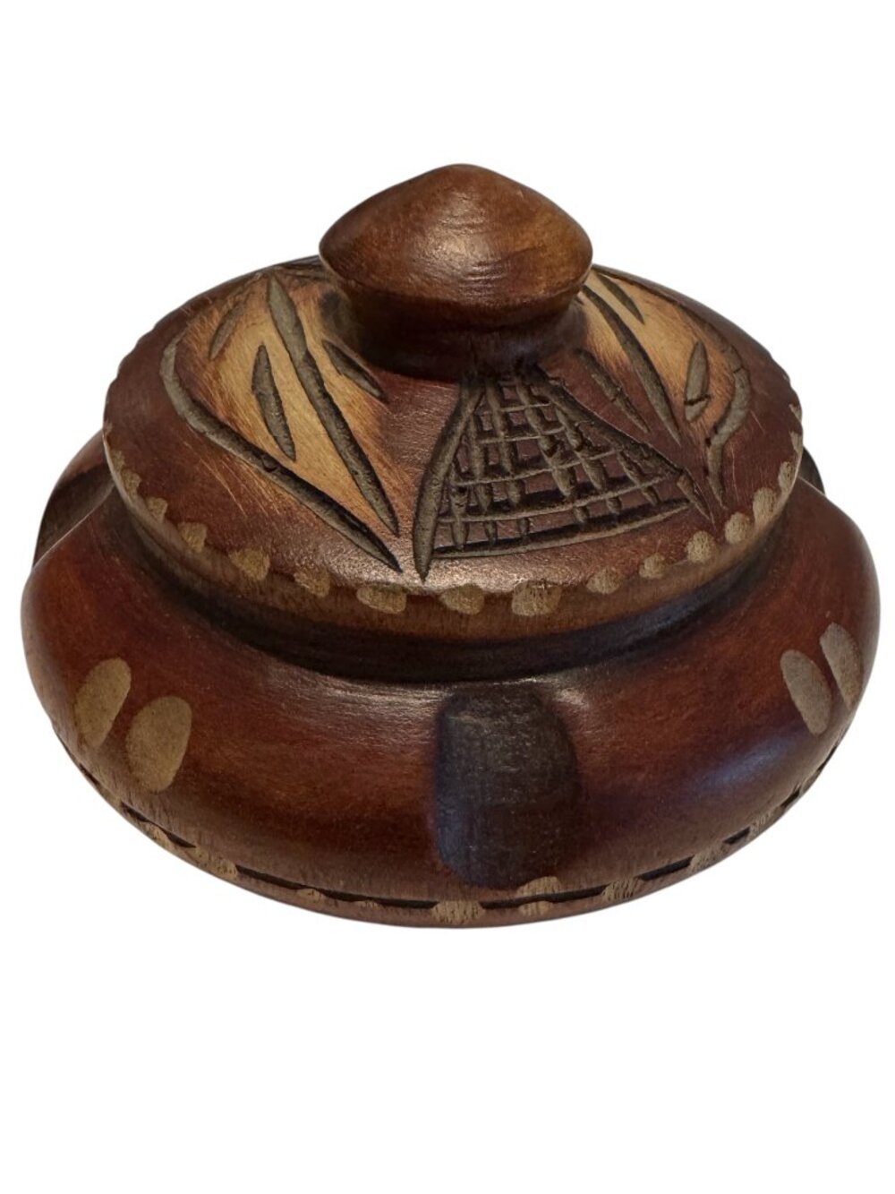 Small Wooden Trinket Treasure BoxCarved Vintage Eclectic with Lid